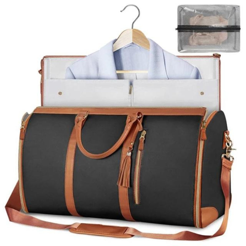 vintage leder reisetasche - Beige - Schwarz - Rosa