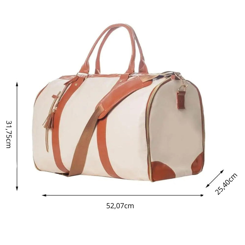 reisetasche aus kunstleder damen nahaufnahme reißverschluss - Beige - Schwarz - Rosa