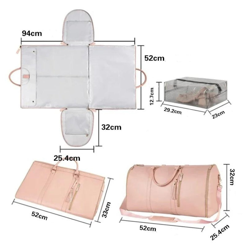 reisetasche aus kunstleder damen angezeigte maße - Beige - Schwarz - Rosa