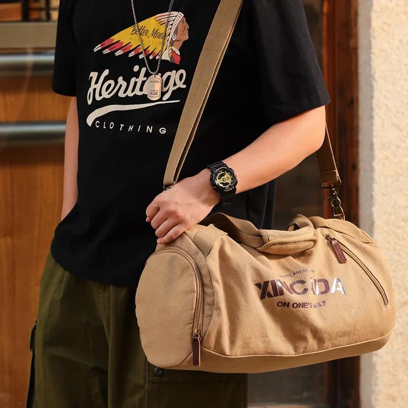 stoff reisetasche für männer - Schwarz - Beige