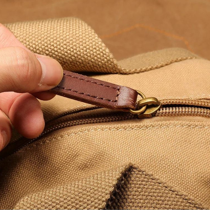 reisetasche aus segeltuch nahaufnahme reißverschluss - Schwarz - Beige
