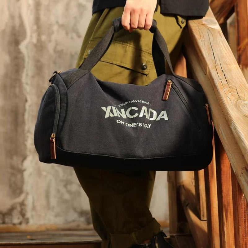 stoff reisetasche - Schwarz - Beige