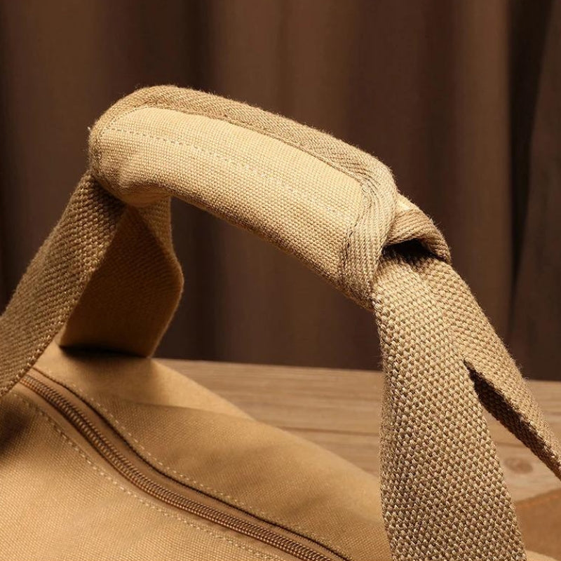 reisetasche aus segeltuch nahaufnahme griff - Schwarz - Beige
