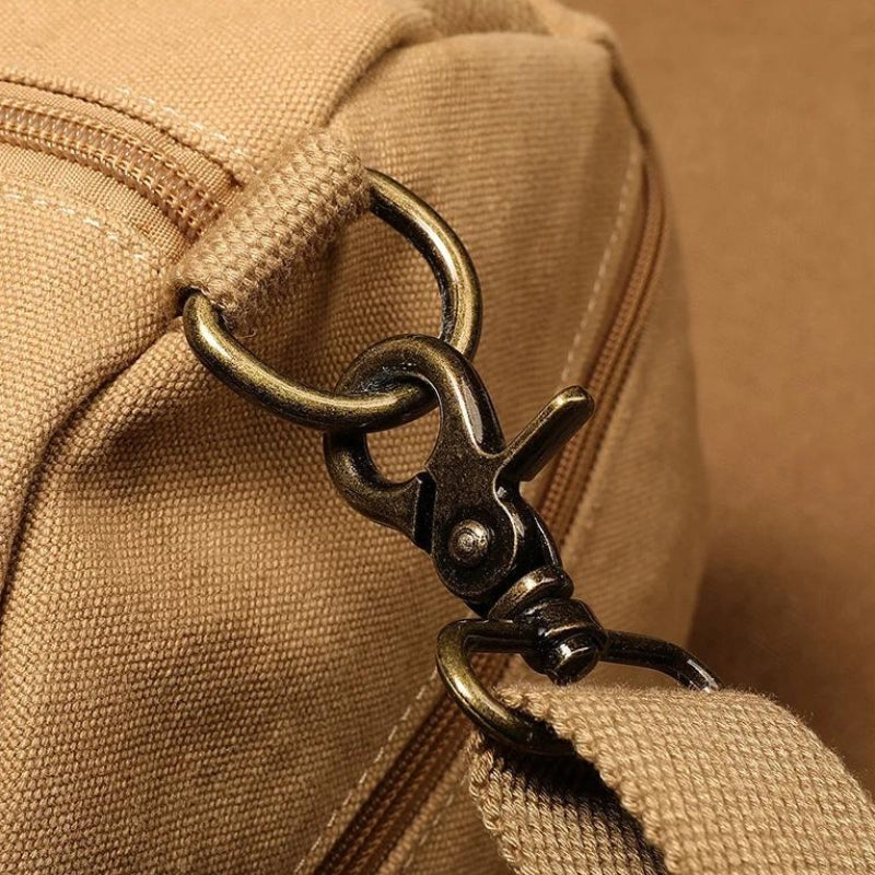 reisetasche aus segeltuch detail des schlosses - Schwarz - Beige