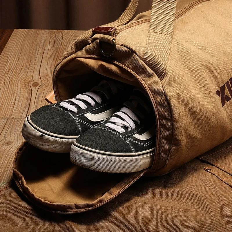 reisebeutel aus stoff für männer - Schwarz - Beige