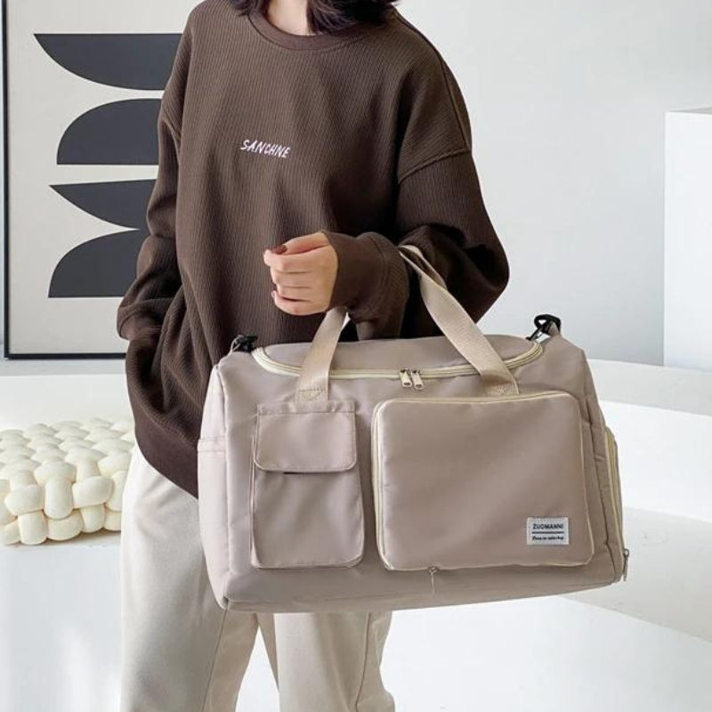 damen reisetasche mit schuhfach - Schwarz - Blau - Himmelblau - Grün und Rosa - Khaki - Rosa - Lavendel - Hellgrün - Grau und Rosa - Tiefblau - Violett