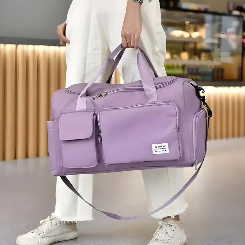 reisetasche für frauen mit schuhfach in der hand getragen - Schwarz - Blau - Himmelblau - Grün und Rosa - Khaki - Rosa - Lavendel - Hellgrün - Grau und Rosa - Tiefblau - Violett