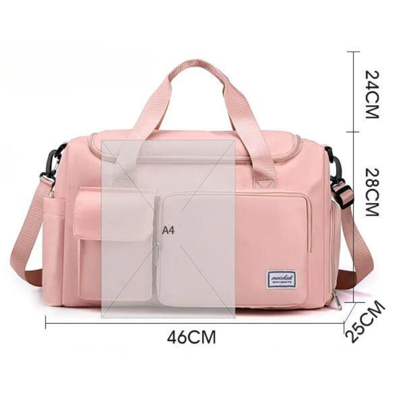 reisetasche für frauen mit schuhfach nahaufnahme maße - Schwarz - Blau - Himmelblau - Grün und Rosa - Khaki - Rosa - Lavendel - Hellgrün - Grau und Rosa - Tiefblau - Violett