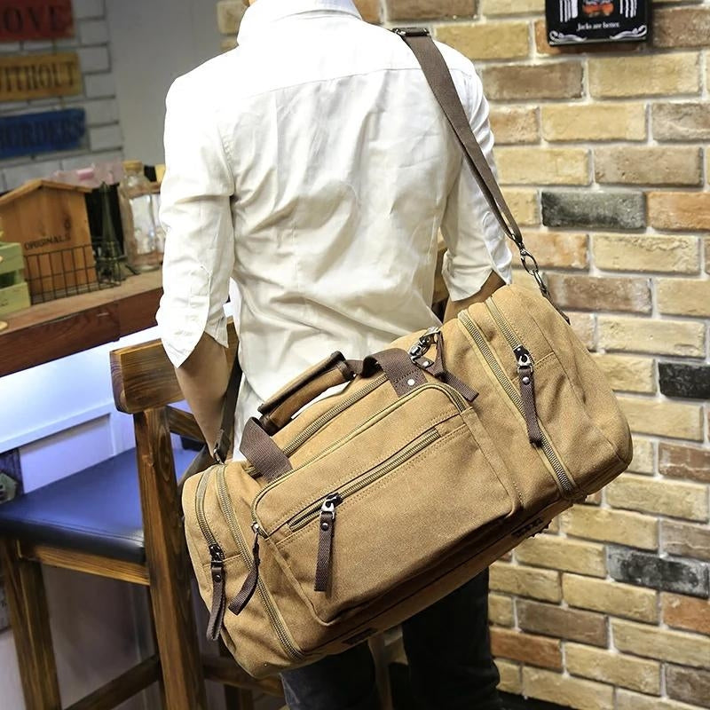 reisetasche aus leinwand für männer - Kaffeebraun - Grün - Schwarz - Dunkelgrau - Beige
