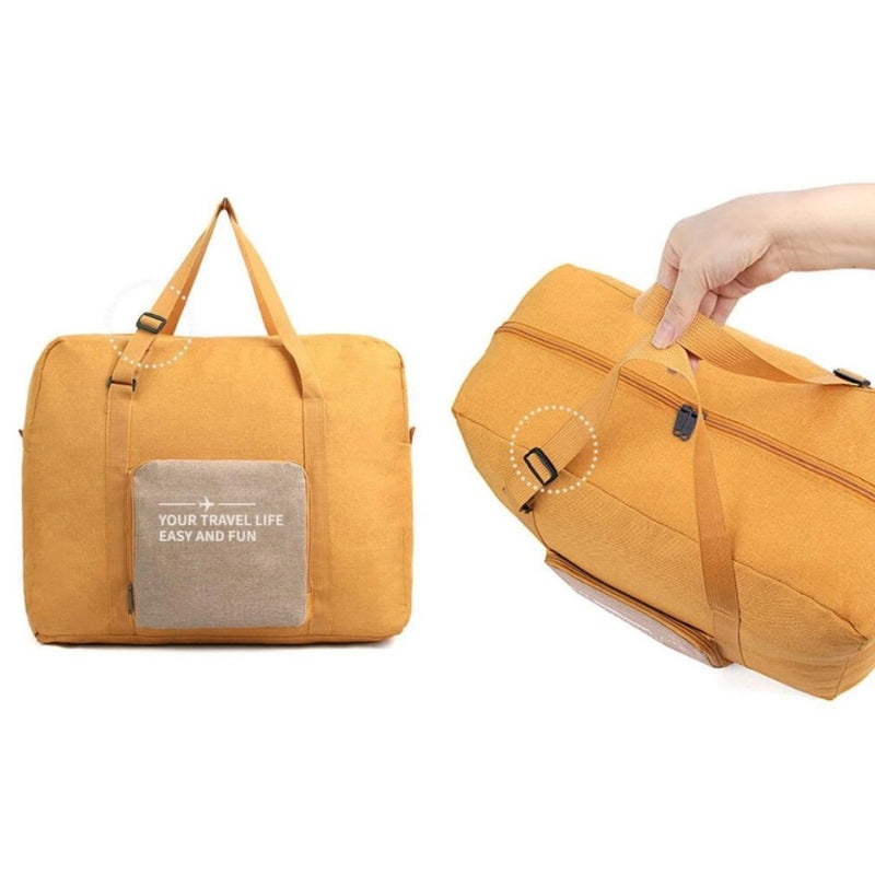 reisetasche faltbar tasche nahaufnahme reißverschluss - Gelb - Schwarz - Blau