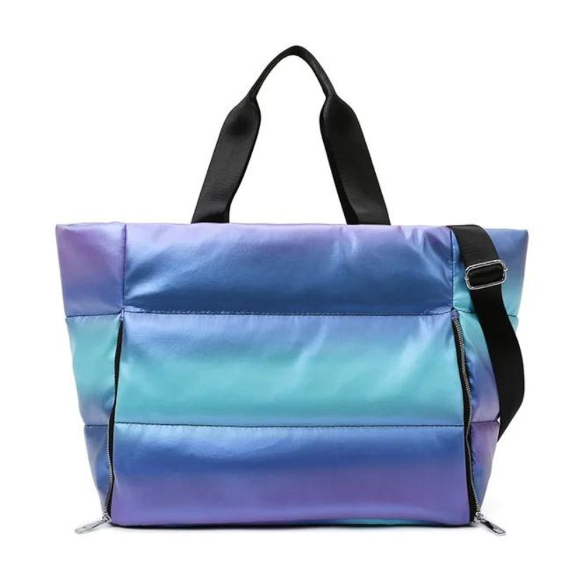 handtasche daunen - Regenbogen leuchtend blau