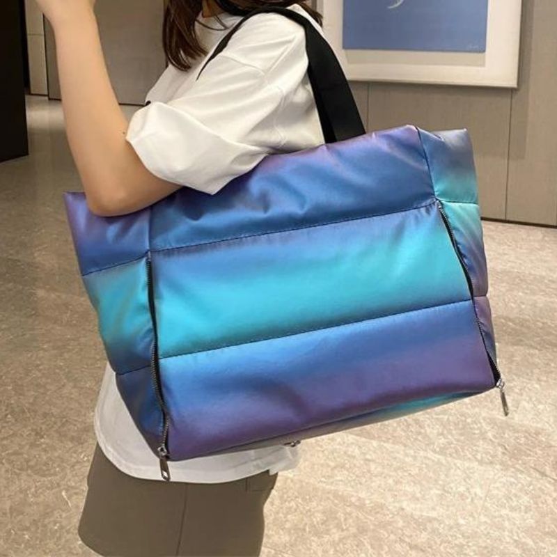 handtasche damen daunen - Leuchtendes Regenbogenrosa - Regenbogen leuchtend blau - Schwarz - Rosa - Grau