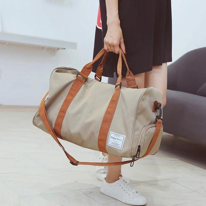 wochenendtasche mit schuhfach in der hand getragen - Khaki - Schwarz - Blau - Grün - Violett