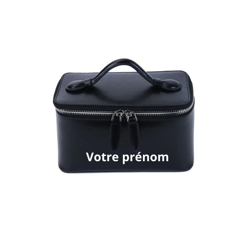 kulturtasche leder personalisierbar - Schwarz
