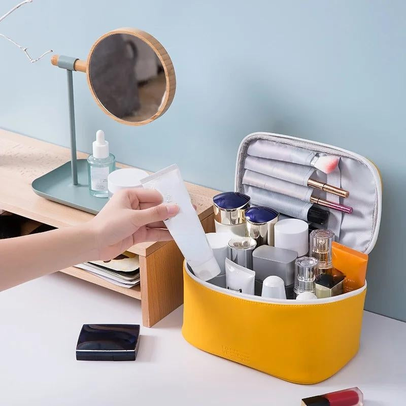 kosmetiktasche für make-up - Blau - Himmelblau - Rot - Rosa - Gelb
