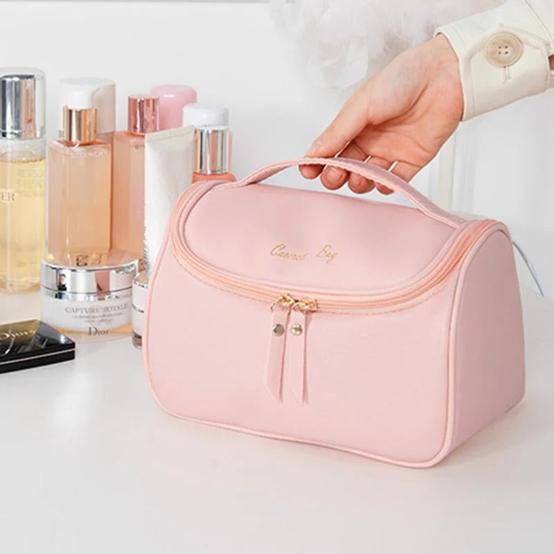große kosmetiktasche damen leder - Grün - Blau - Schwarz - Rosa - Beige