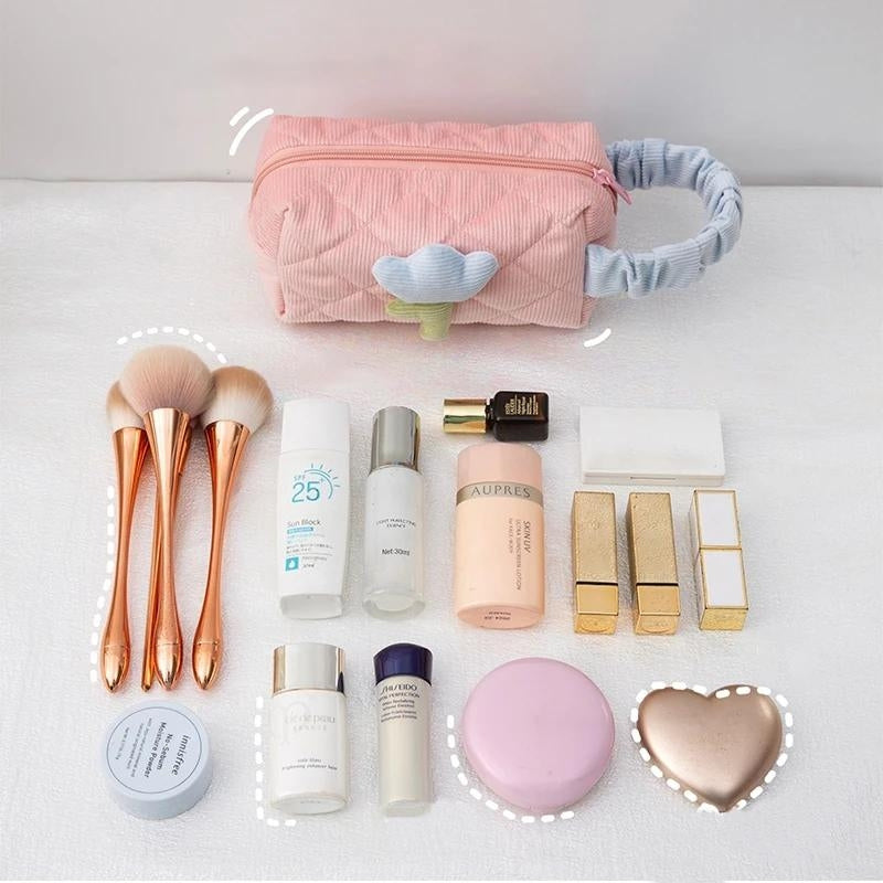 weicher kosmetikbeutel für frauen - Beige - Blau - Rosa - Violett