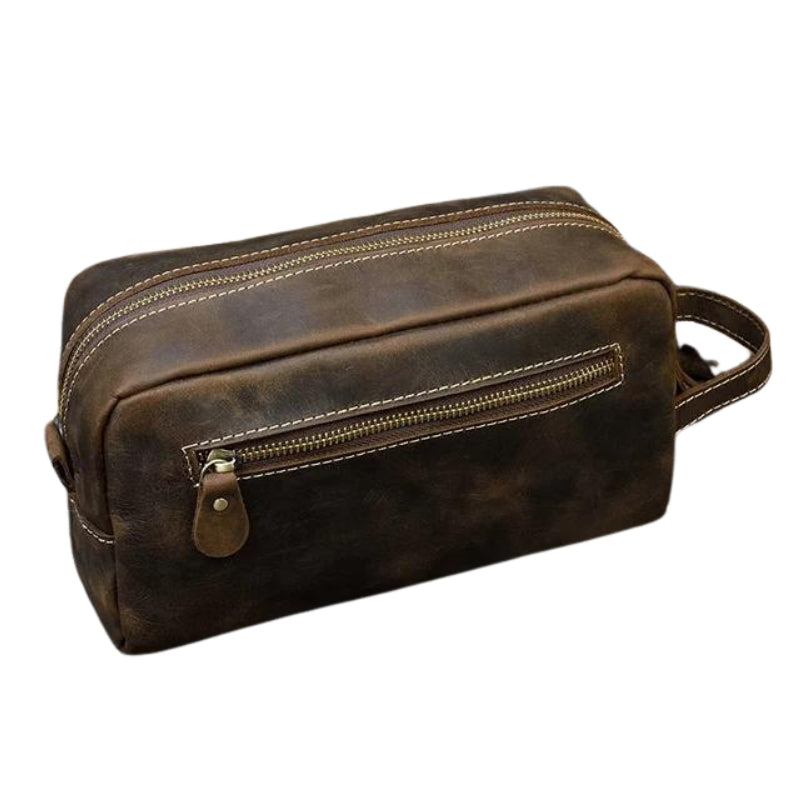kosmetiktasche für mann aus leder - Dunkelbraun - Modell 2