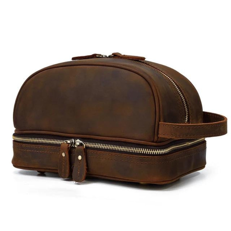 kulturtasche herr aus vintage leder - Braun - Modell 1
