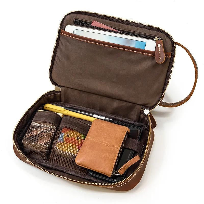 kosmetiktasche mann schick - Braun - Dunkelbraun - Hellbraun - Schwarz