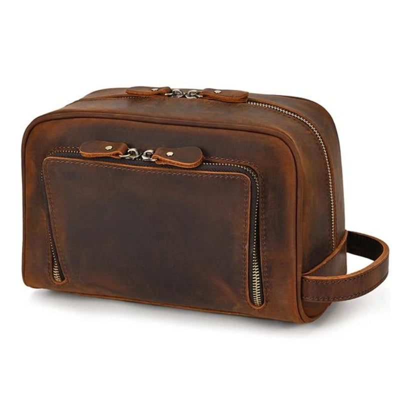 kosmetiktasche reisen aus leder für mann - Braun - Modell 2