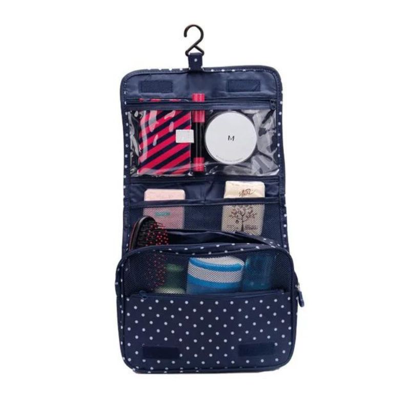 kosmetiktasche frau zum aufhängen - Blaues Punktmuster