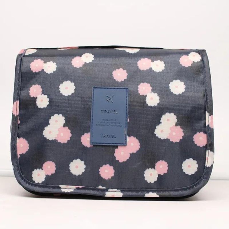 kosmetiktasche frau hochwertig - Blaues Blumenmuster