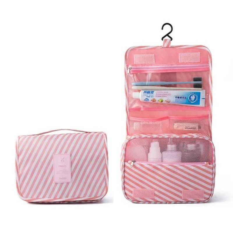 kosmetiktasche frau luxus - Rosa Streifenmuster