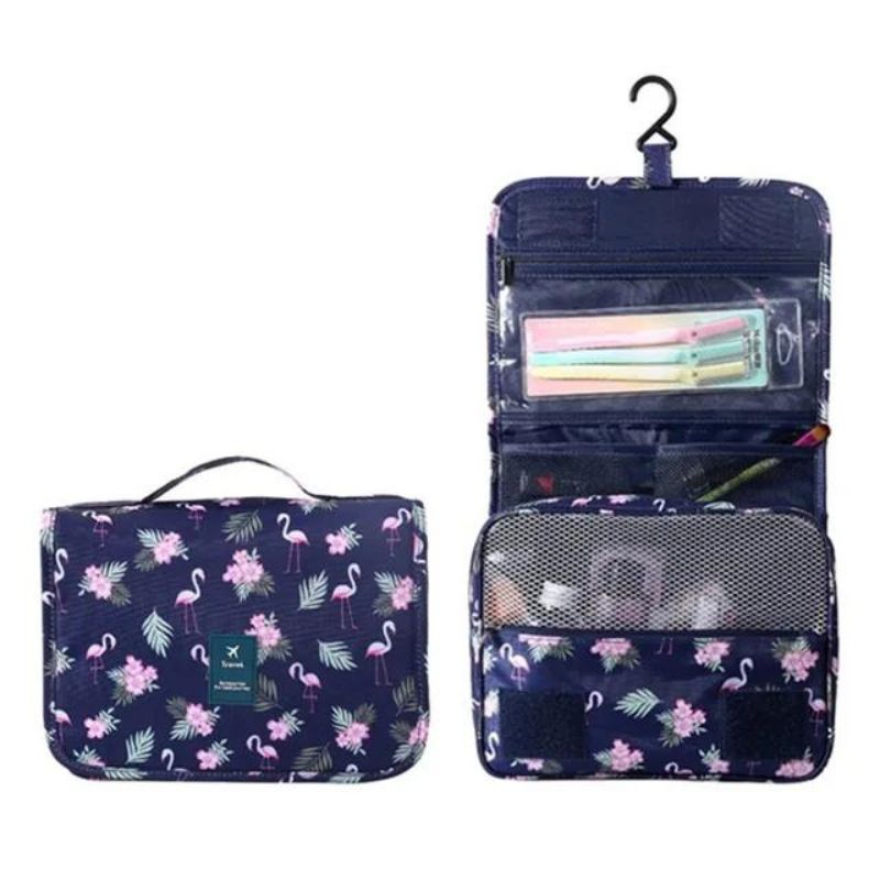 kulturtasche originell frau - Blau Flamingo-Muster