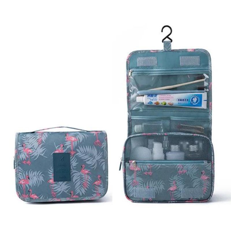 originelle kosmetiktasche für frauen - Himmelblaues Flamingo-Muster