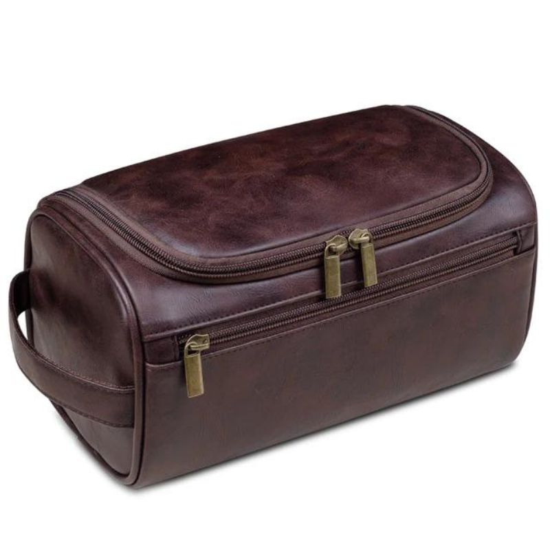 kulturtasche aus leder für herren - Kaffeebraun