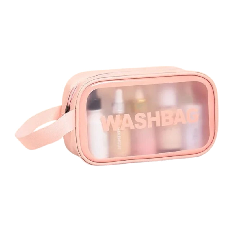 transparente kosmetiktasche für flugzeug - Rosa - M