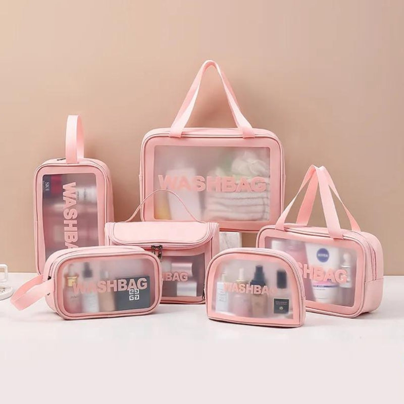 transparente tasche make-up - Schwarz - Weiß - Rosa
