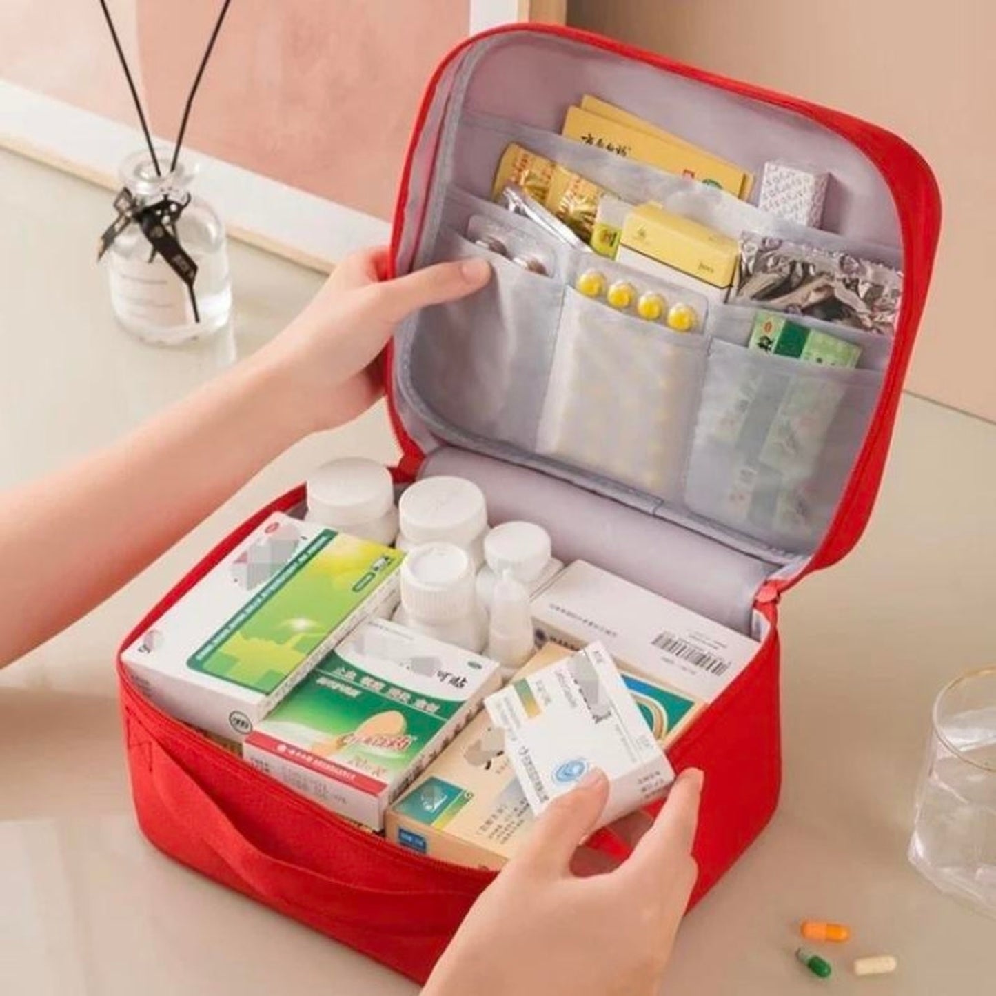 medikamententasche für reise mit baby - Gelb - Rot - Rosa - Blau