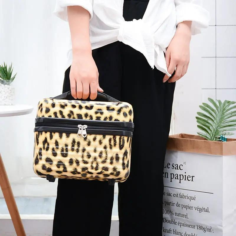 hartschalen kosmetikbeutel für frauen - Roségold - Schwarz - Leopard - Rot - Grau