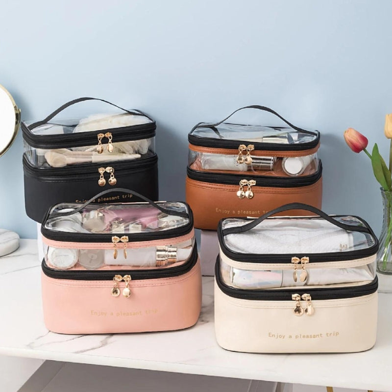 kosmetiktasche für frauen - Beige - Schwarz - Braun - Rosa