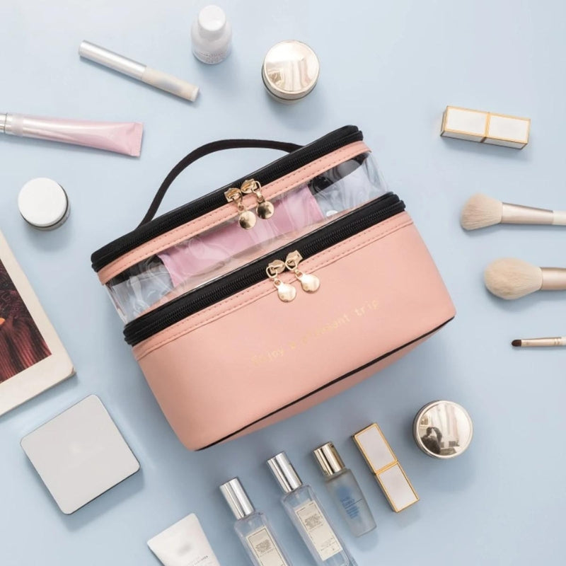 weicher kosmetikbeutel für frauen - Beige - Schwarz - Braun - Rosa